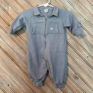 Baby Dior Cozy Blue Kids One Piece Zipper Pajama Collar 9 month Baby